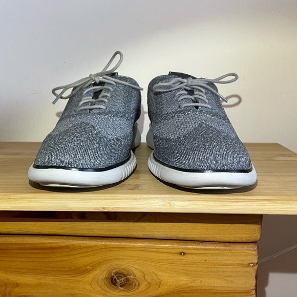 Cole Haan 2.Zerogrand Stitchlite Wingtip Oxfords Grey Knit Lace Up Shoes C27565 - Picture 7 of 10